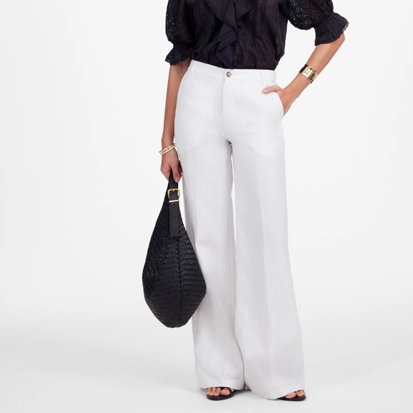 Madewell The Zoe Relaxed Wide Pant in 100% Linen salt - Picture 1 of 5